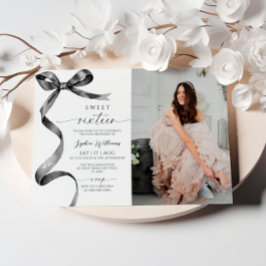 Black Bow Photo Sweet 16-dagars inbjudan