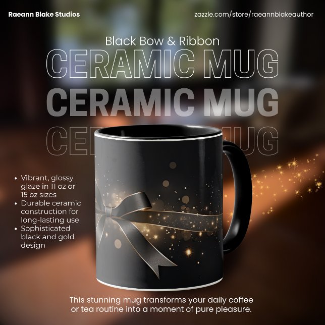 Black Bow & Ribbon Ceramic Mug Mugg (Skapare uppladdad)