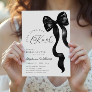 Black Bow Ribbon Inbjudningskort för möhippan