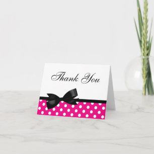 Black Bow Rosa Polka dots Tack Kort