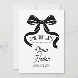 Black Bow Save the Date Modern Wedding Inbjudningar