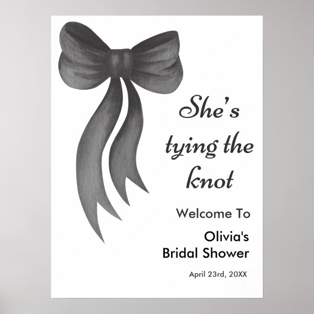 Black Bow She's Tying the Knot Bridal Shower  Poster (Framsidan)