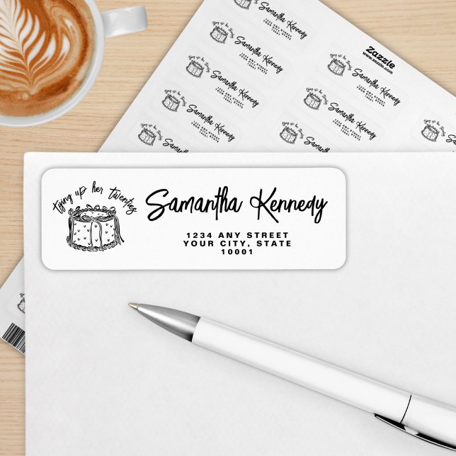 Black Bow som tuppar hennes tjugoåringar 30års föd Returadress Etikett (Skapare uppladdad)