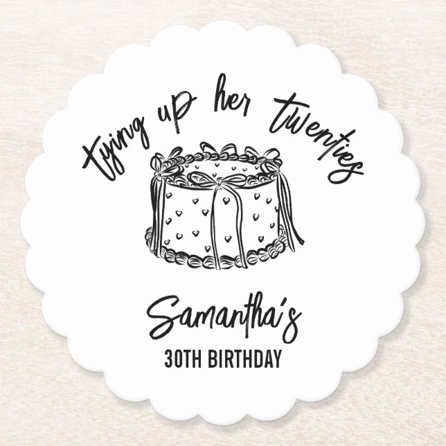 Black Bow som tuppar hennes tjugoåringar 30års föd Underlägg Papper (Framsida)