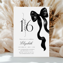 Black Bow Sweet sixteen Birthday Inbjudningar