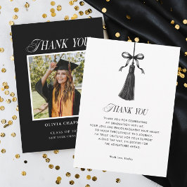 Black Bow Tassel Modern Graduation Party Photo Tack Kort
