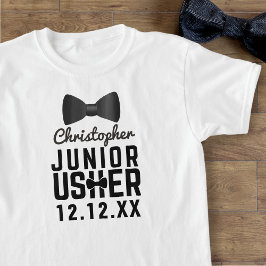 Black Bow Tie Junior Usher Attendant White T-Shirt
