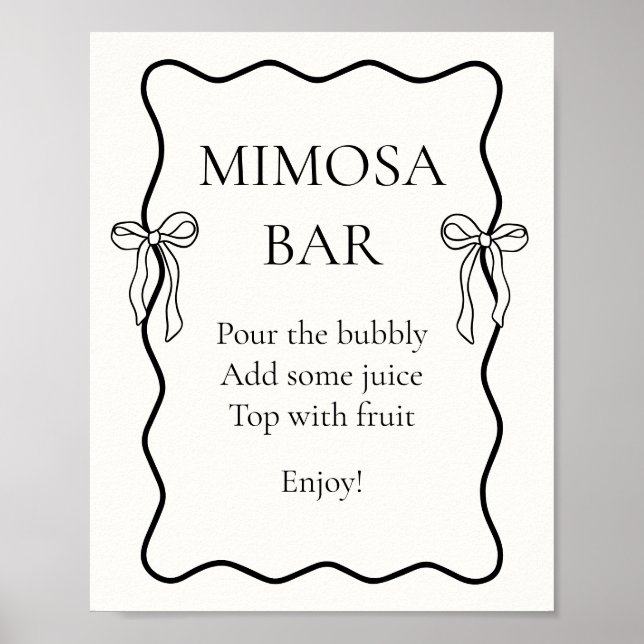 Black Bow Tie Knot Möhippa Mimosa Pub Poster (Framsidan)