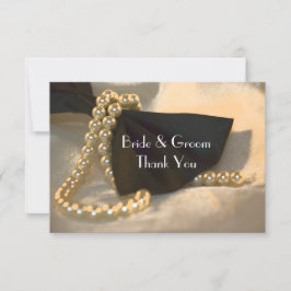 Black Bow Tie Pearls Bröllop Flat Tackkort Inbjudningar