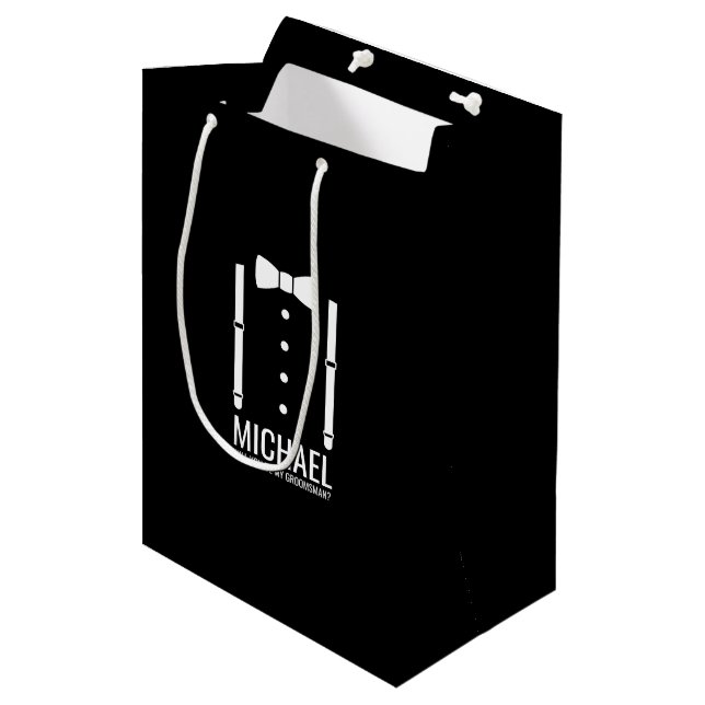 Black Bow Tie Personlig Groomsman Frieri (Framsidan Vinklad)