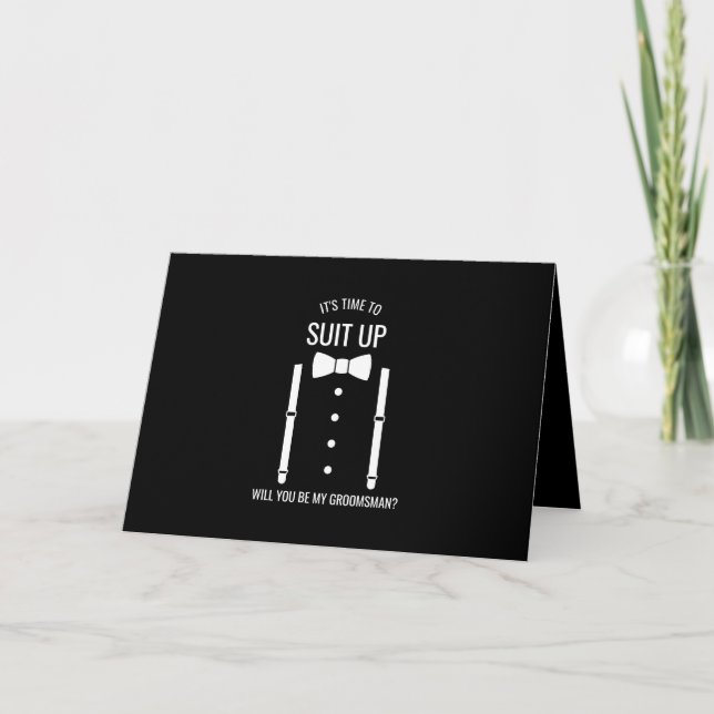 Black Bow Tie Personlig Groomsman Frieri Inbjudan (Framsida)