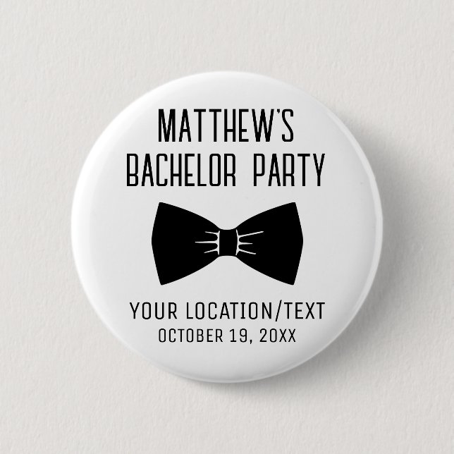 Black Bow Tie Wedding Favor för Bachelor Party Knapp (Framsida)