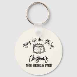 Black Bow Tying Up Her Thirties 40th Birthday Nyckelring