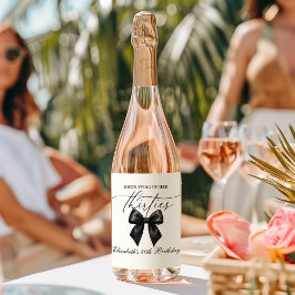 Black Bow Tying Up Her Thirties 40th Birthday Vinflaska Etikett