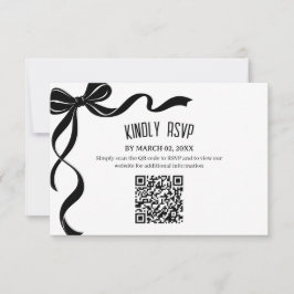 Black Bow Wedding QR code Response Insert OSA Kort