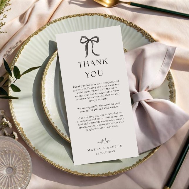 Black Bow Wedding Thank You Card QR Code Tack Kort (Skapare uppladdad)