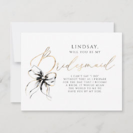 Black Bow Whimsical Modern Bridesmaid Proposal Inbjudningar