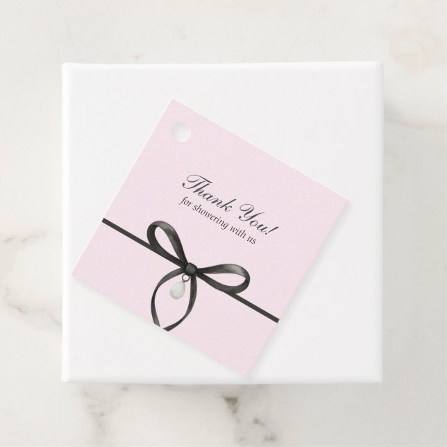 Black Bow With Pearl Old Money Bridal Thank You Gåvor Etiketter (På plats)