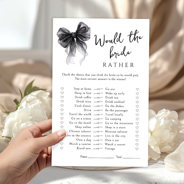 Black Bow Would She Rather Bridal Shower Game (Skapare uppladdad)