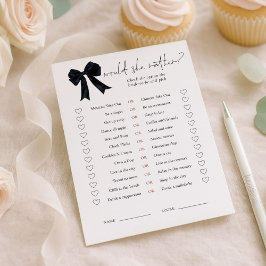 Black Bow Would She Rather Bridal Shower Game Card Inbjudningar