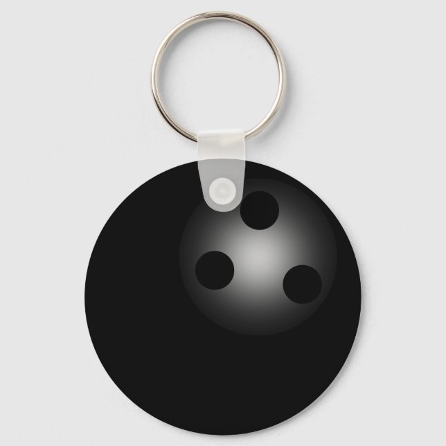 Black Bowling Ball Plain Simple Nyckelring (Framsida)