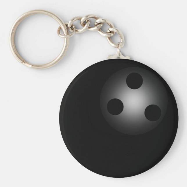 Black Bowling Ball Plain Simple Nyckelring (Framsidan)