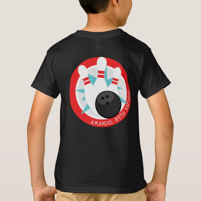 Black Bowling Event Shirt + Namn på Front Pocket T (Baksida)