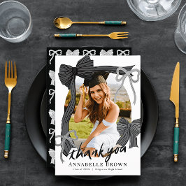 Black Bows Photo Graduation Thank You Card Inbjudningar