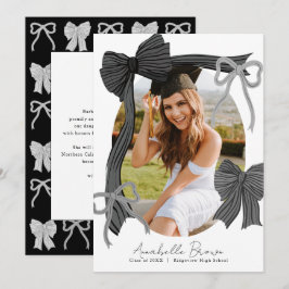 Black Bows Photo Message Graduation Announcement Inbjudningar