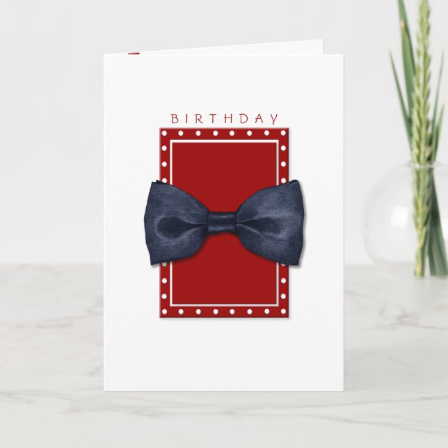 Black Bowtie Birthday Card Kort (Framsida)