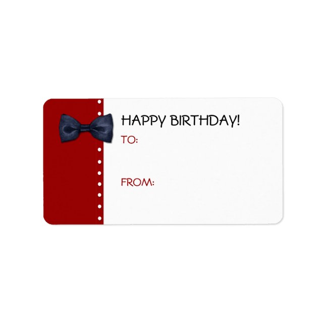 Black BowTie Birthday Gift-Märkre-etikett Adressetikett (Framsidan)