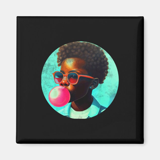 Black Boy Joy Bubble Gum Roligt African Melanin Pr Magnet (Framsidan)