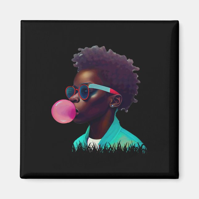 Black Boy Joy Bubble Gum Roligt African Melanin Pr Magnet (Framsidan)