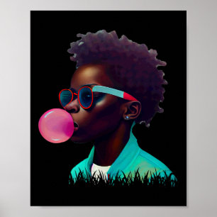 Black Boy Joy Bubble Gum Roligt African Melanin Pr Poster