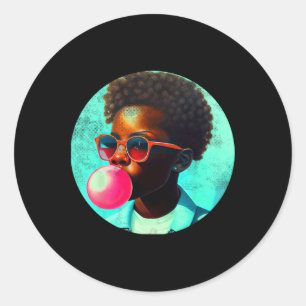 Black Boy Joy Bubble Gum Roligt African Melanin Pr Runt Klistermärke