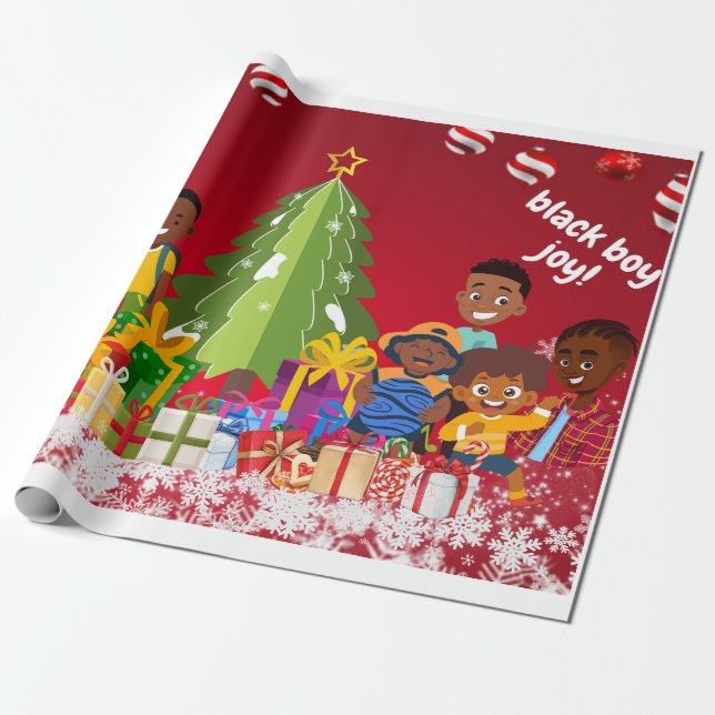 Black Boy Joy jul Presentpapper (Utrullad)
