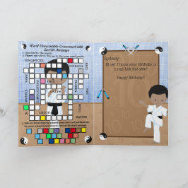 Black Boys Karate Secret Message Grattis på födels Kort