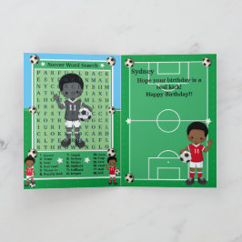 Black Boys Soccer Ord Search Grattis på födelsedag Kort