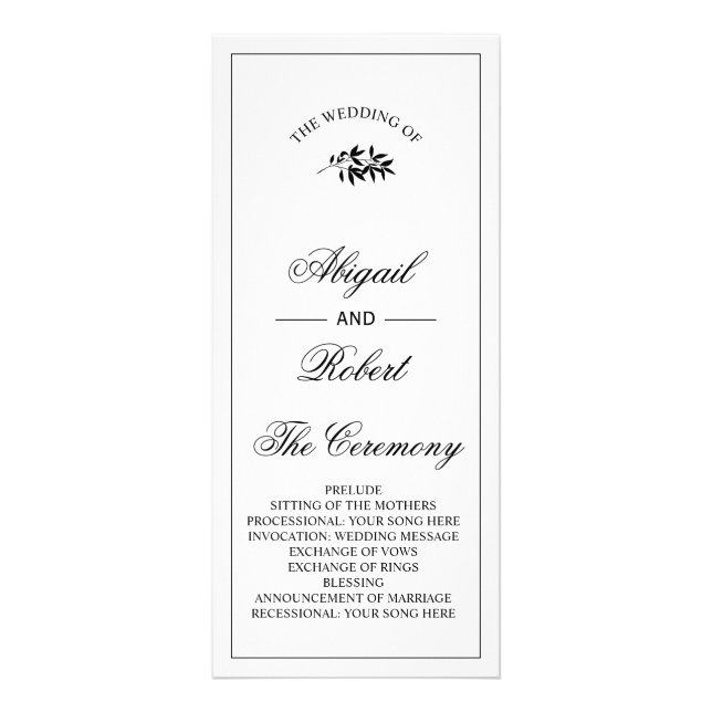 Black branch Old Money wedding program (Framsidan)