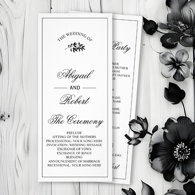 Black branch Old Money wedding program (Skapare uppladdad)