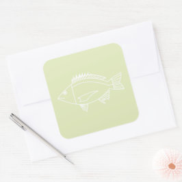 Black Bream in White på Pastel Grönt Fyrkantigt Klistermärke