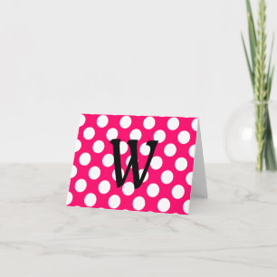 Black Brev Monogram på Polka dots Anteckningskort