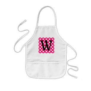 Black Brev Monogram på Polka dots Barnförkläde