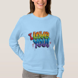 Black Brick Wall with Graffiti “I Love You!” T Shirt