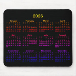 Black Bright Rainbow Gradient 2026 Calendar Musmatta