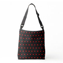 Black Bright Red Polka dots