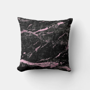 Black Bright Rosa ros Guld Abstrakt Marble Glam Kudde