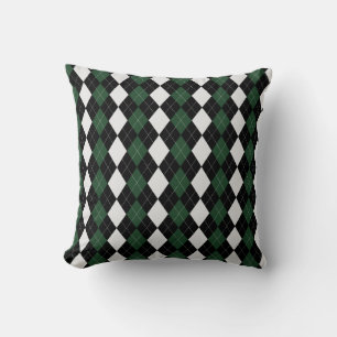 Black & BRIT. TÄVLA GRÖNT Diamonds ARGYLE Mönster Kudde