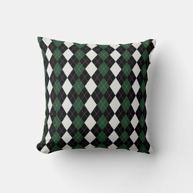 Black & BRIT. TÄVLA GRÖNT Diamonds ARGYLE Mönster Kudde (Framsida)