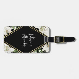 Black bröllop blommigt Lily-inbjudningsklassier Bagagebricka